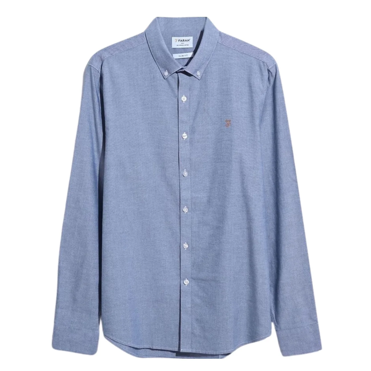 Farah Brewer Slim Fit Organic Cotton Oxford Shirt - Dusk Blue - S