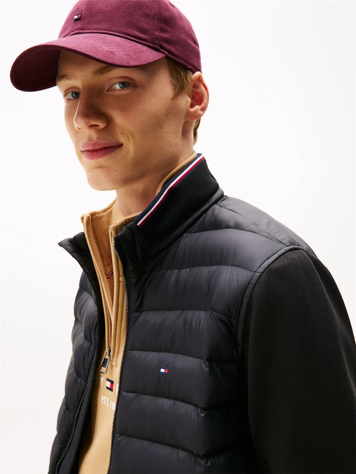 Tommy Hilfiger Mix Media Quilted Zip-Thru Jacket - Black - M