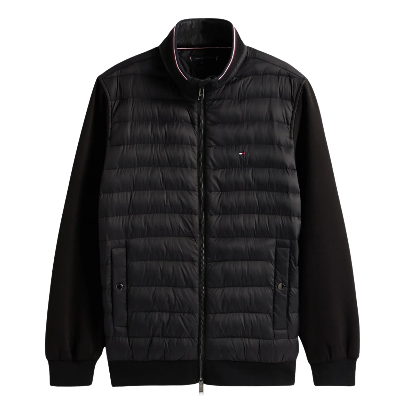 Tommy Hilfiger Mix Media Quilted Zip-Thru Jacket - Black - M