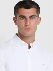 Farah Brewer Slim Fit Organic Cotton Oxford Shirt - White - L