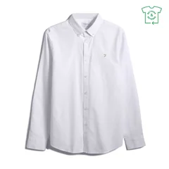 Farah Brewer Slim Fit Organic Cotton Oxford Shirt - White - L