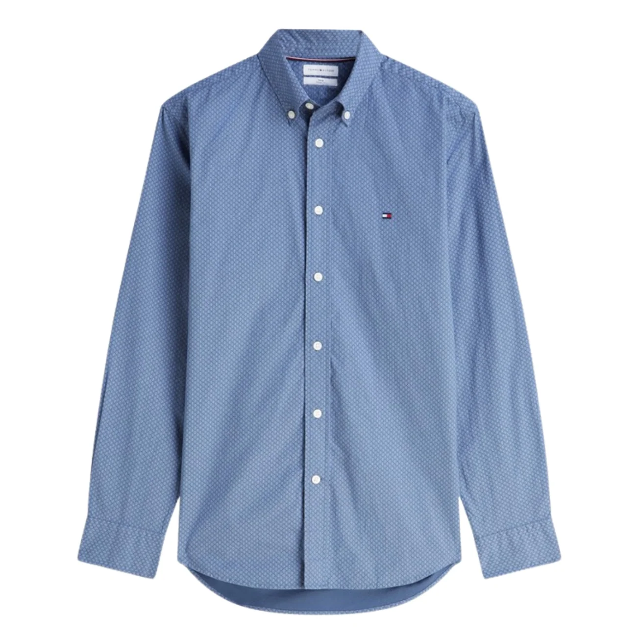 Tommy Hilfiger Flex Poplin Geo Print Regular Fit Shirt - Blue - 2XL