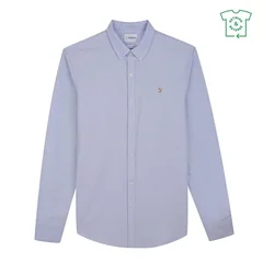Farah Brewer Slim Fit Organic Cotton Oxford Shirt - Light Blue - L