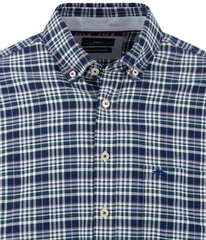 Fynch Hatton Multicolor Oxford Check B.D. Shirt - Teal - XL