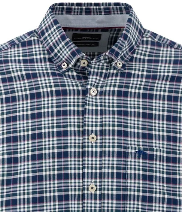 Fynch Hatton Multicolor Oxford Check B.D. Shirt - Teal - XL
