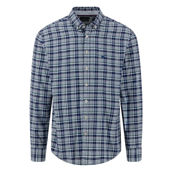 Fynch Hatton Multicolor Oxford Check B.D. Shirt - Teal - XL
