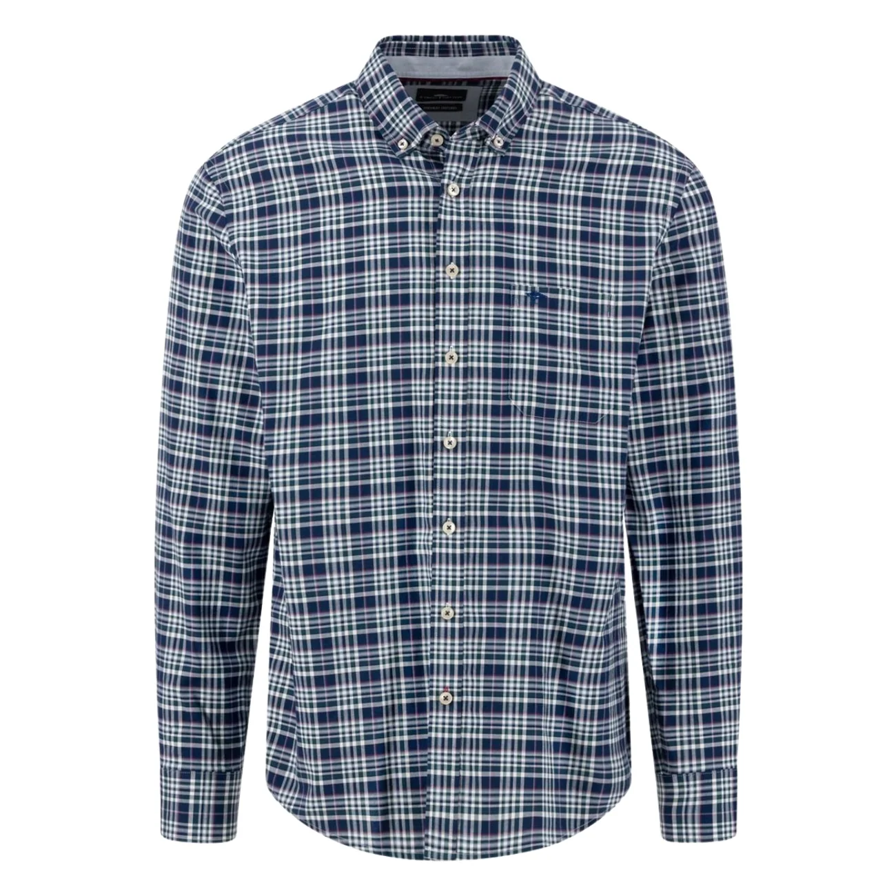 Fynch Hatton Multicolor Oxford Check B.D. Shirt - Teal - XL
