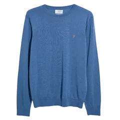 Farah Mullen Merino Crew Neck Sweater - Blue - XL