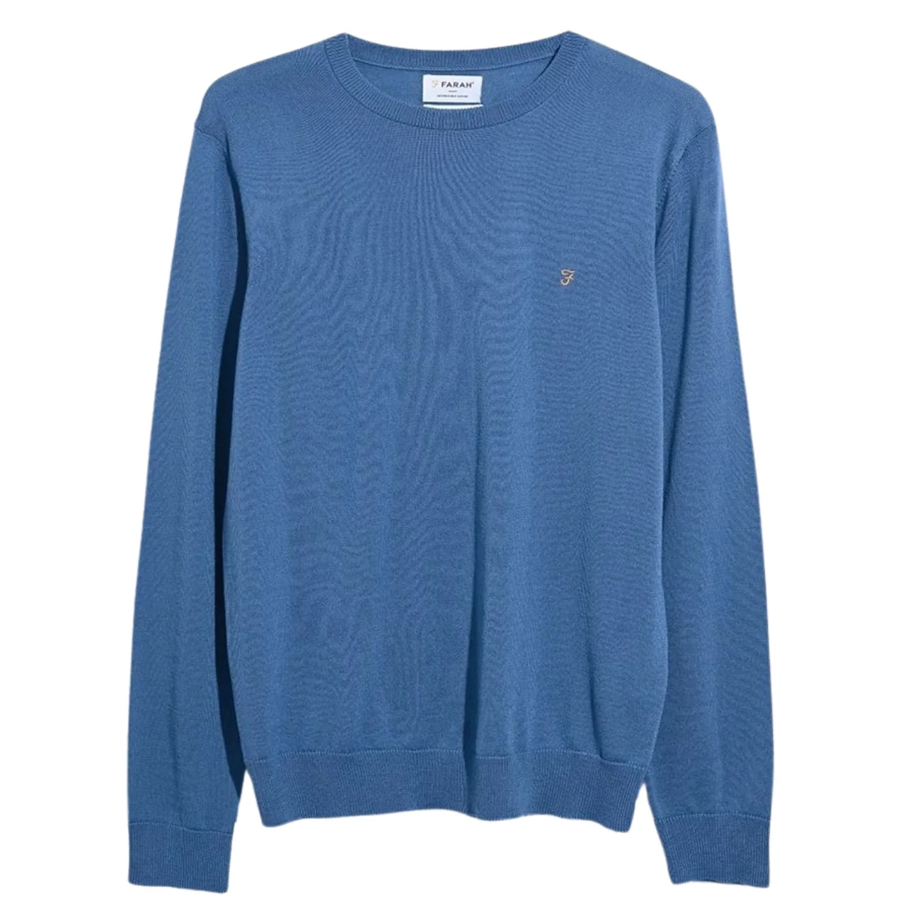 Farah Mullen Merino Crew Neck Sweater - Blue - XL