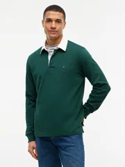 Tommy Hilfiger Essential Solid Rugby Shirt - Green - L