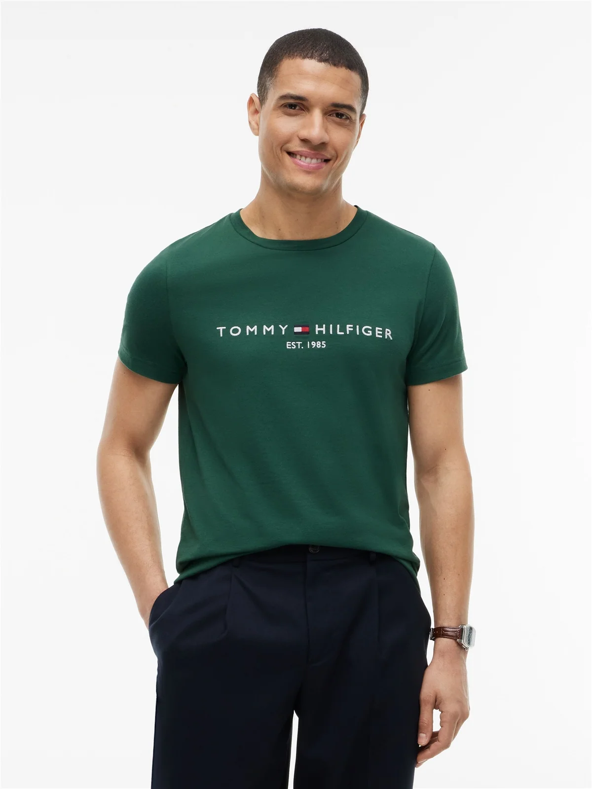 Tommy Hilfiger Tommy Logo Slim Fit T-shirt - Green - M