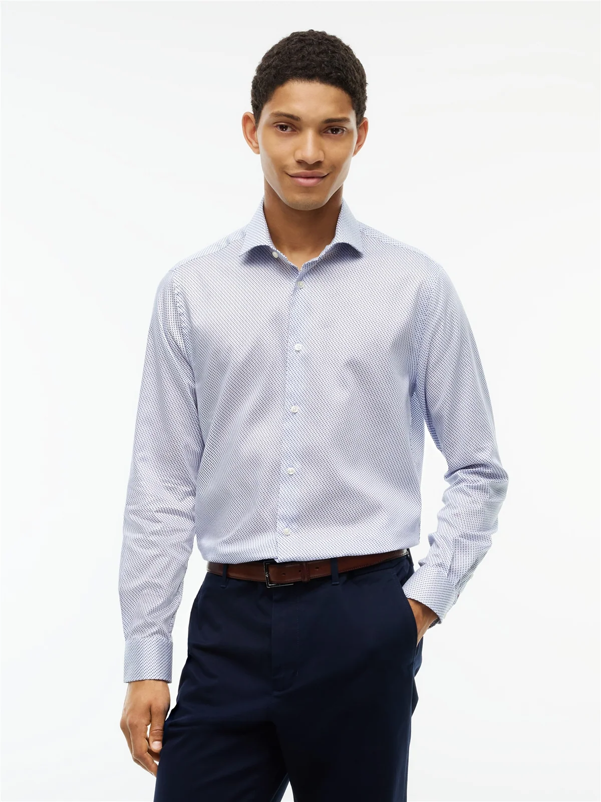 Tommy Hilfiger New York Label Flex Collar Twill Shirt - Blue - 2XL