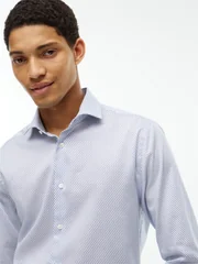 Tommy Hilfiger New York Label Flex Collar Twill Shirt - Blue - 2XL