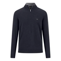 Fynch Hatton Troyer Zip Merino Cashmere Sweater - Navy - M