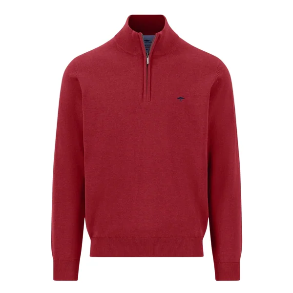 Fynch Hatton Troyer Quater Zip Superfine Sweater - Red - 3XL