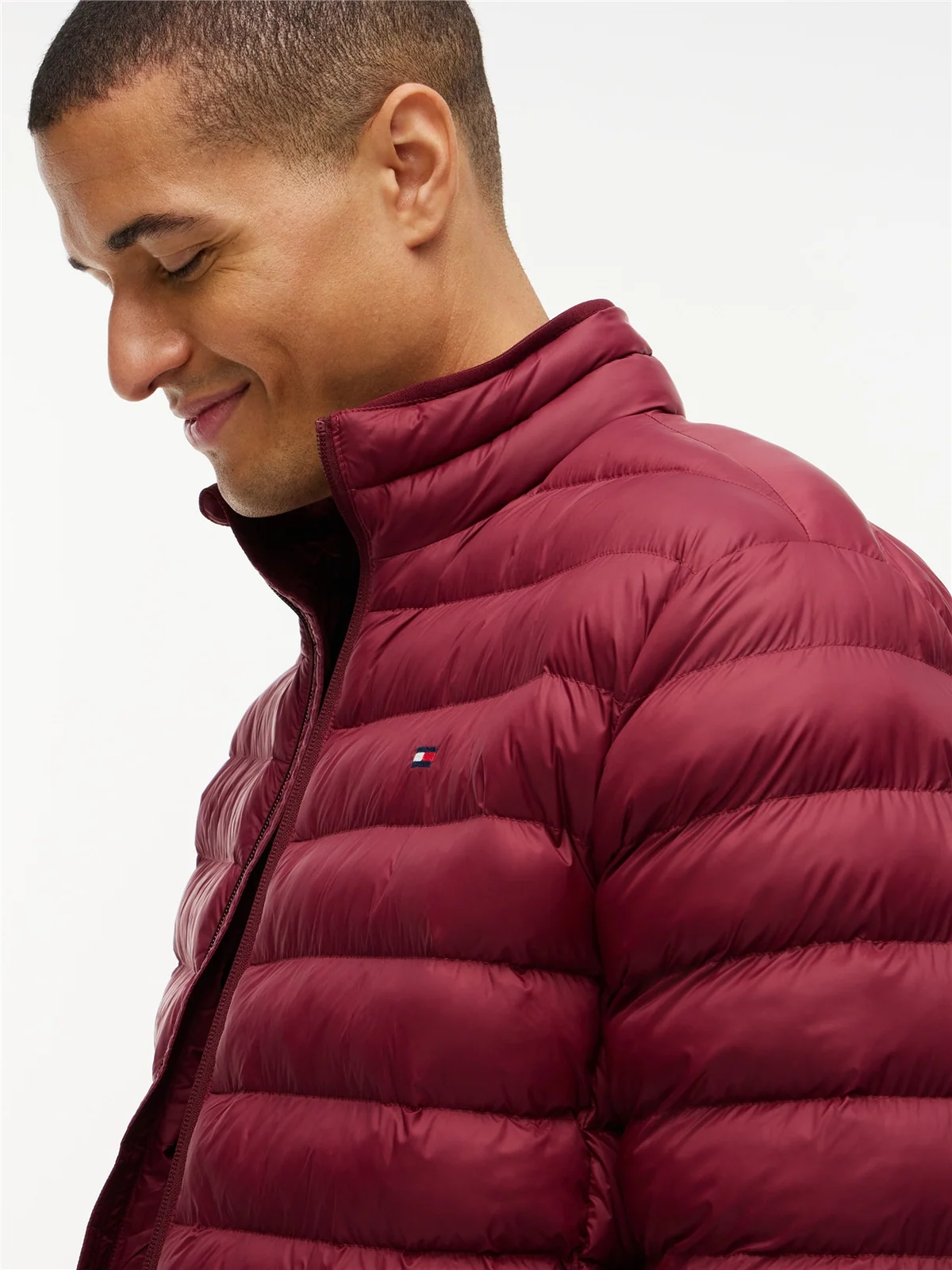 Tommy Hilfiger Flag Embroidery Packable Quilted Jacket - Wine - 2XL