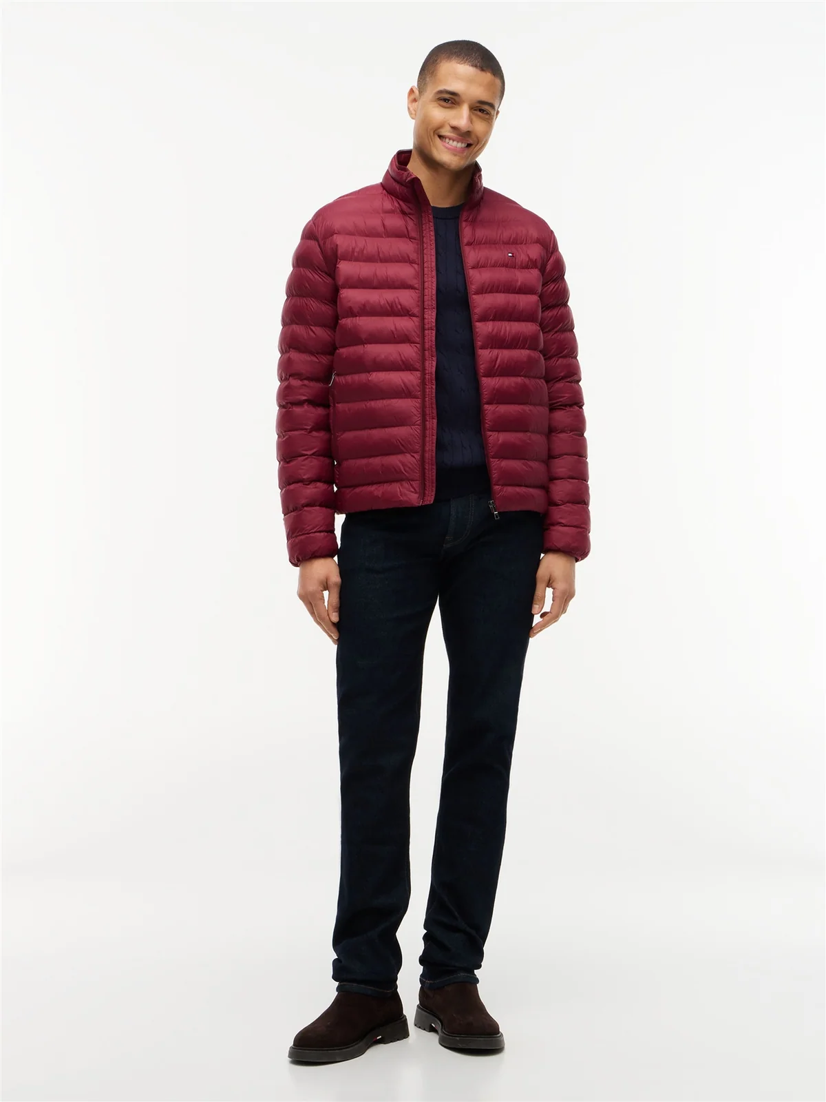 Tommy Hilfiger Flag Embroidery Packable Quilted Jacket - Wine - 2XL
