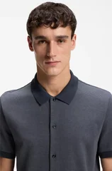 Boss H-Powell Bubble-structure Regular-fit Polo Shirt - Navy - S