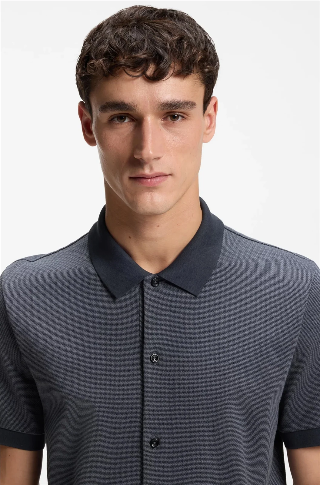 Boss H-Powell Bubble-structure Regular-fit Polo Shirt - Navy - S