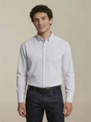 Fynch Hatton Cotton Combi Print Button Down Shirt - Beige - XL