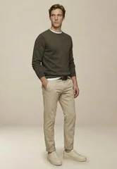 Fynch Hatton Fine Knit Cotton Crewneck Sweater - Green - XL