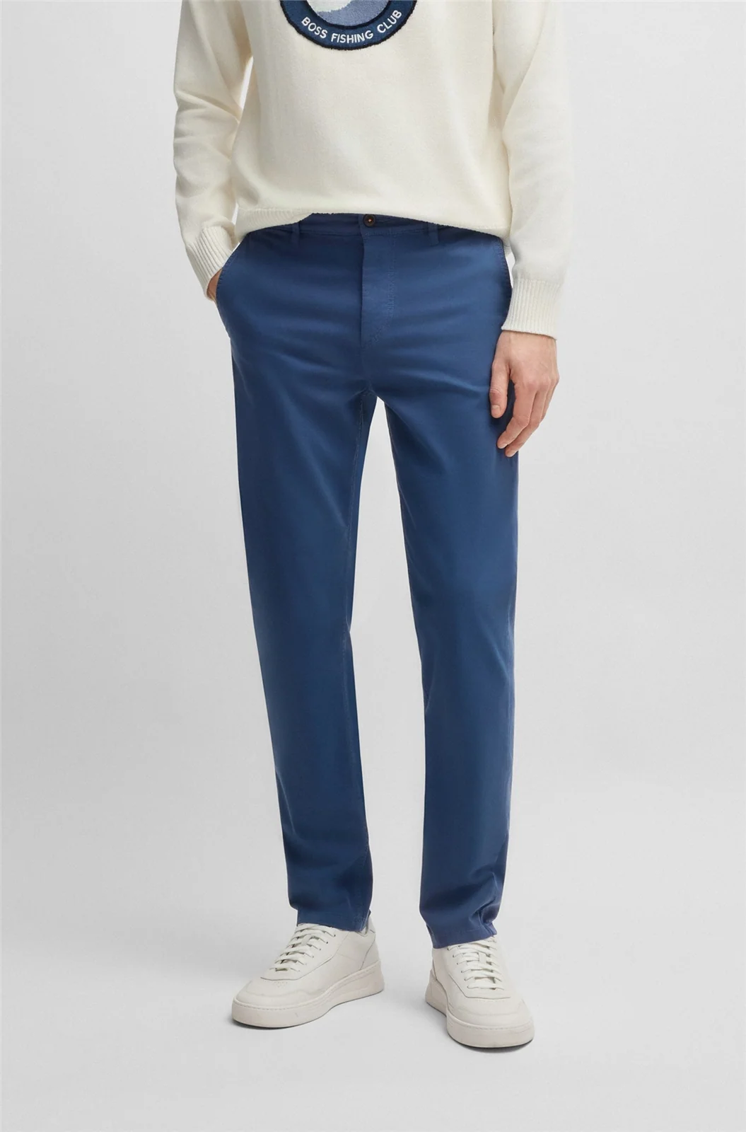 Boss Slim Stretch Cotton Chinos - Blue - 30/32