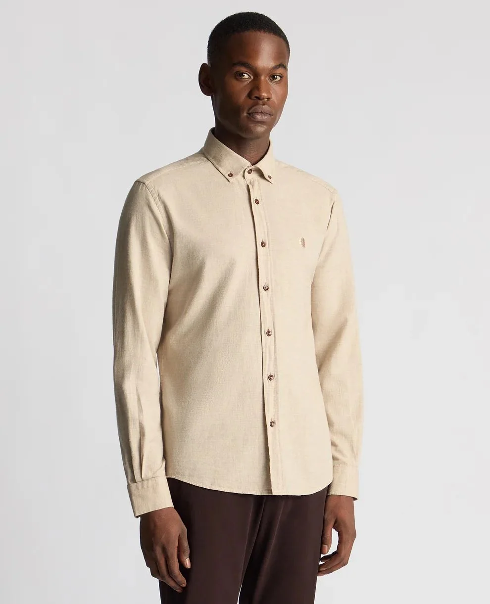 Remus Uomo Parker Tapered Fit Cotton Shirt - Beige - L