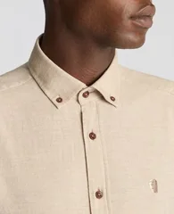 Remus Uomo Parker Tapered Fit Cotton Shirt - Beige - L