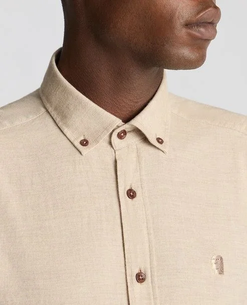 Remus Uomo Parker Tapered Fit Cotton Shirt - Beige - L