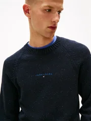 Tommy Jeans Linear Logo Raglan Sleeve Slim Jumper - Navy - L