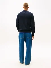 Tommy Jeans Linear Logo Raglan Sleeve Slim Jumper - Navy - L