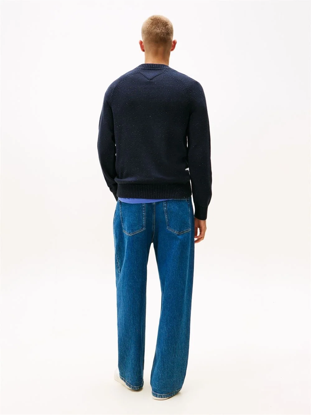 Tommy Jeans Linear Logo Raglan Sleeve Slim Jumper - Navy - L