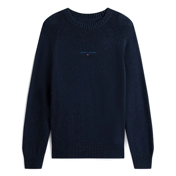 Tommy Jeans Linear Logo Raglan Sleeve Slim Jumper - Navy - L