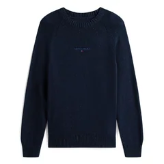 Tommy Jeans Linear Logo Raglan Sleeve Slim Jumper - Navy - L