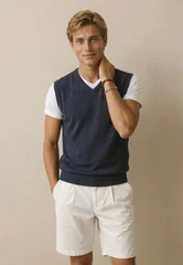 Fynch Hatton Slipover Superfine Vest Sweater - Navy - M