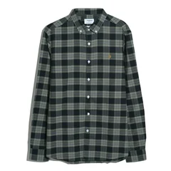 Farah Brewer Organic Check Shirt - Green - L