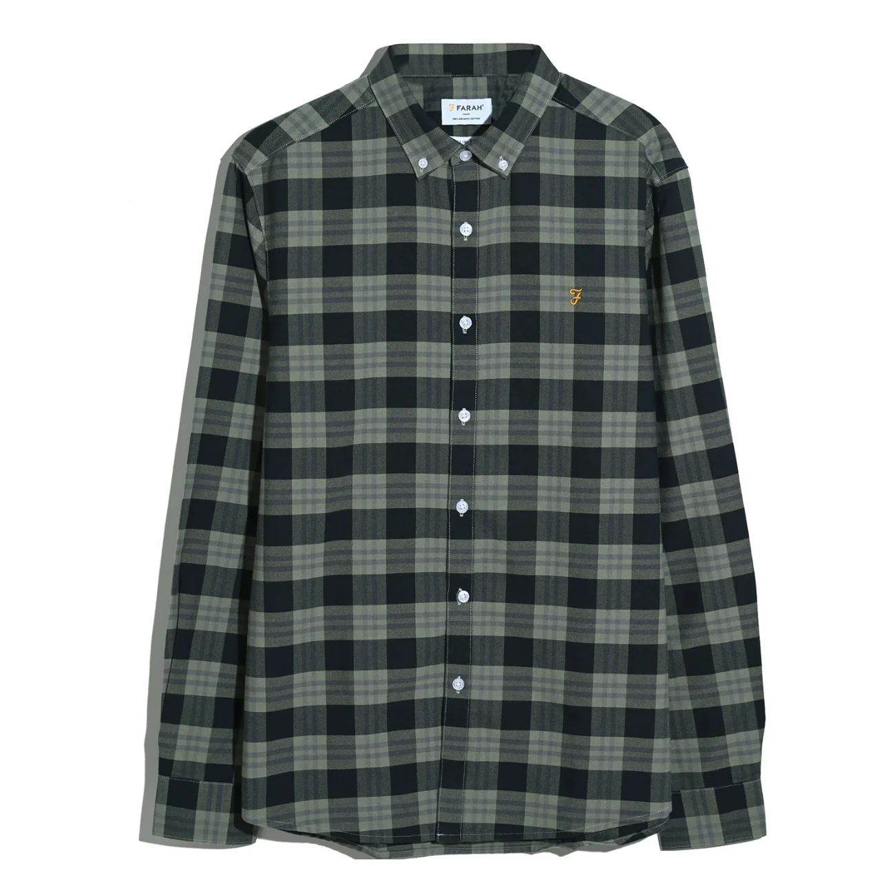 Farah Brewer Organic Check Shirt - Green - L