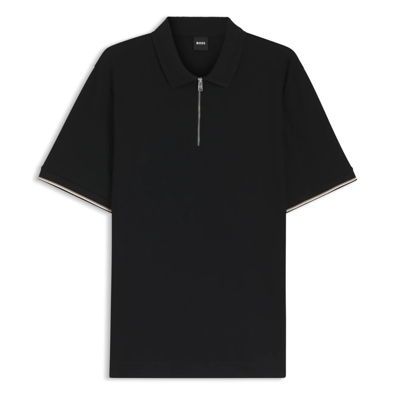 Boss Regular-fit Polo Shirt with Zip Closure- Black - L