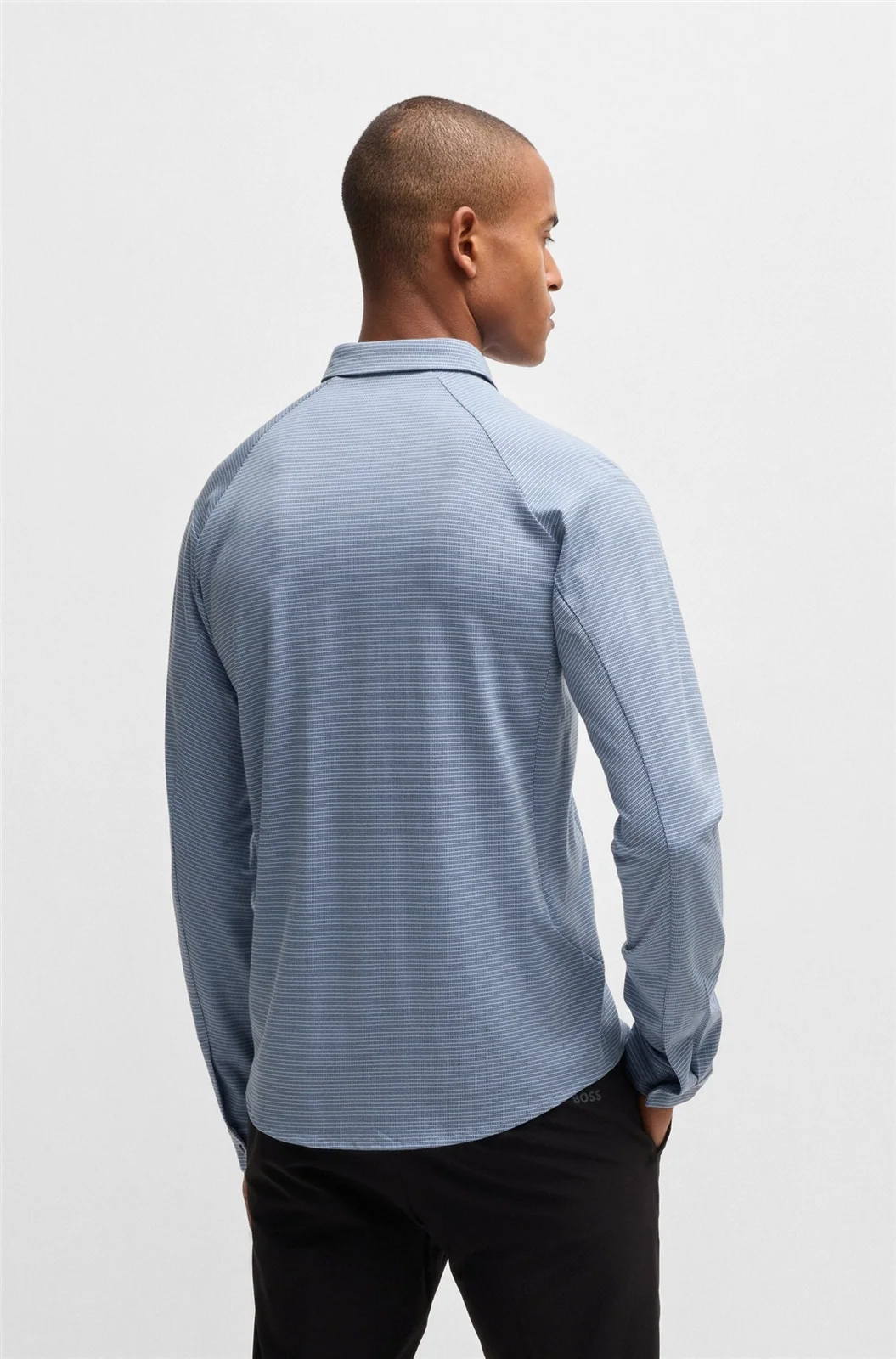 Boss Knitted Cotton Pique Shirt - Blue - M