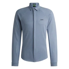 Boss Knitted Cotton Pique Shirt - Blue - M
