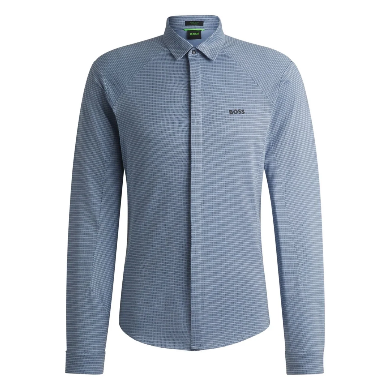 Boss Knitted Cotton Pique Shirt - Blue - M