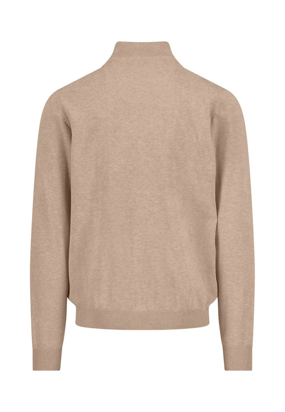 Fynch Hatton Fine Knit Cotton 1/4 Zip Sweater - Beige - S