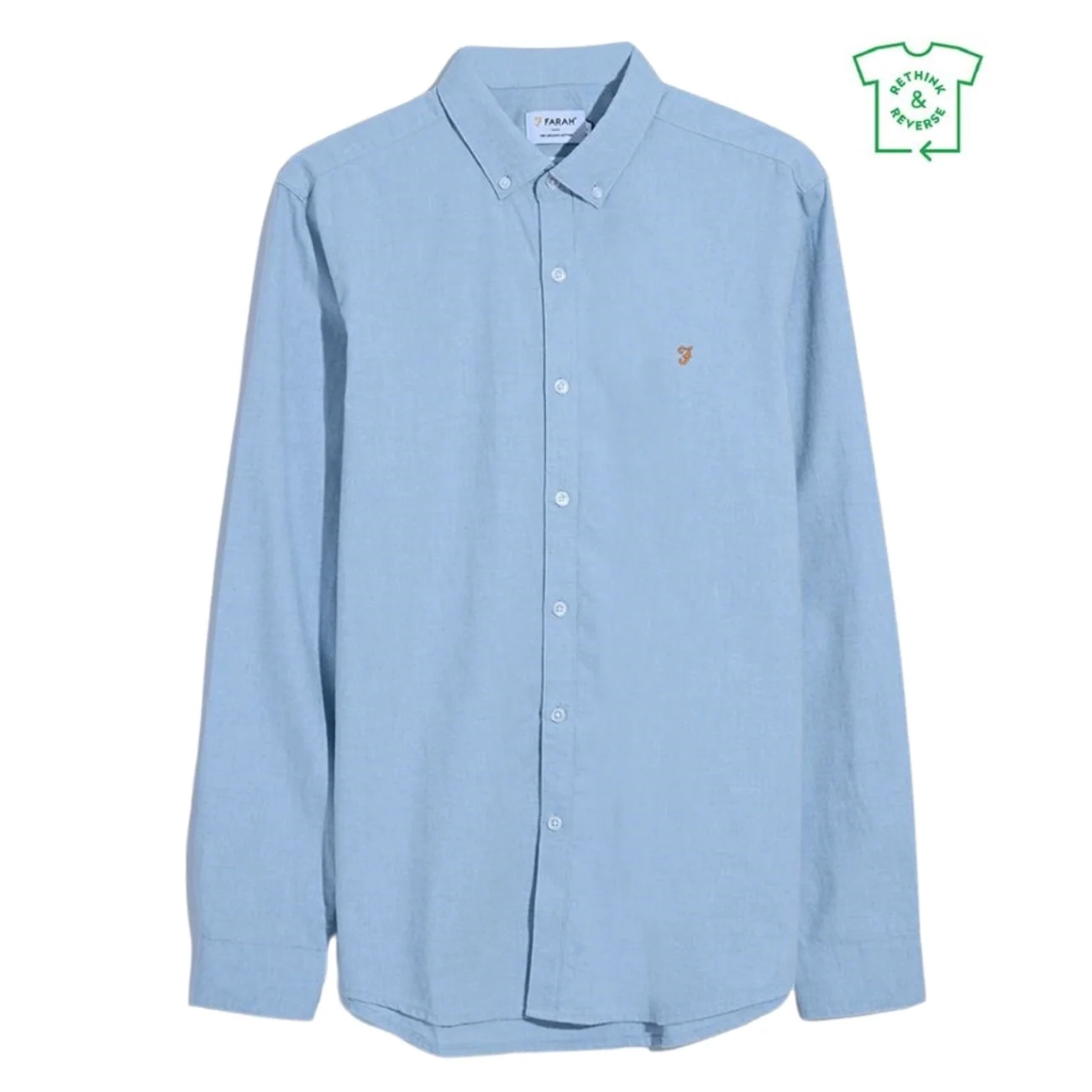 Farah Steen Slim Fit Brushed Organic Cotton Shirt - Blue - L