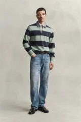 Gant Chambray Collar Stripe Heavy Rugger - Green - XL