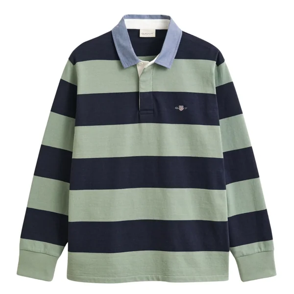 Gant Chambray Collar Stripe Heavy Rugger - Green - XL