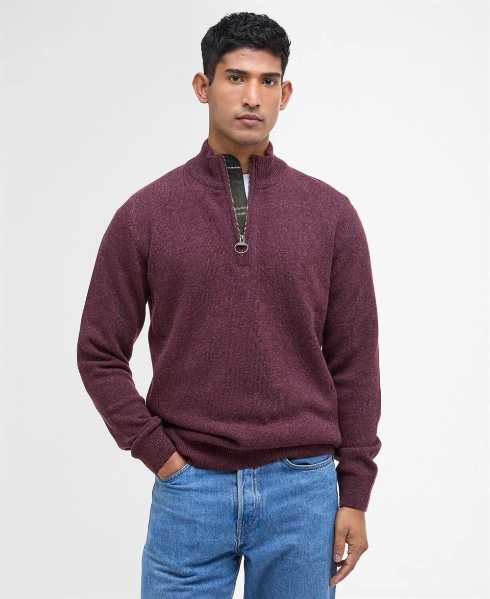 Barbour Holden Half Zip Knitted Jumper - Wine - 2XL