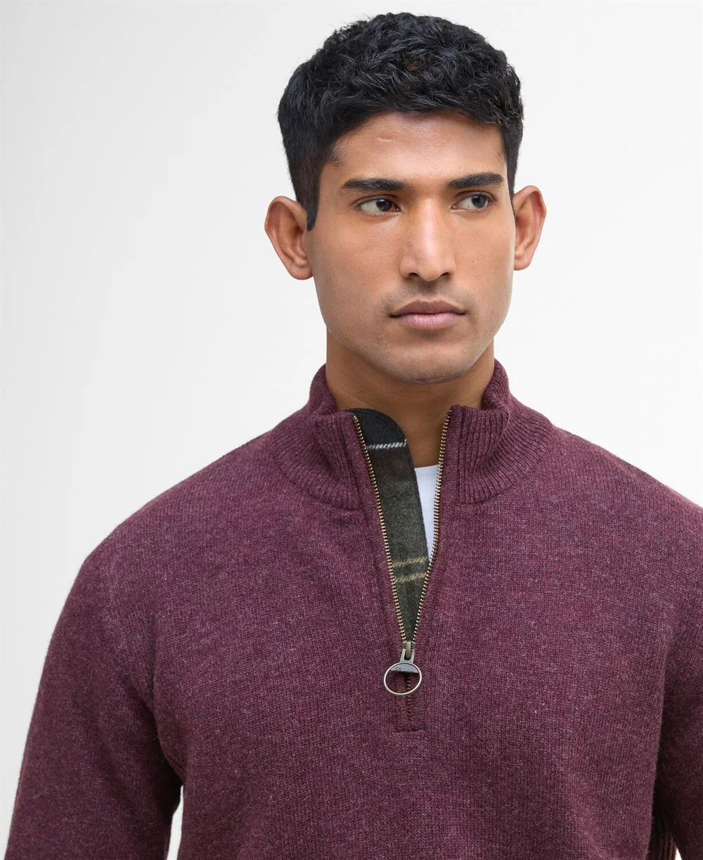 Barbour Holden Half Zip Knitted Jumper - Wine - 2XL