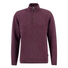 Barbour Holden Half Zip Knitted Jumper - Wine - 2XL