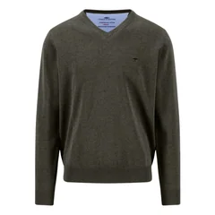 Fynch Hatton V-Neck Superfine Sweater - Green - M