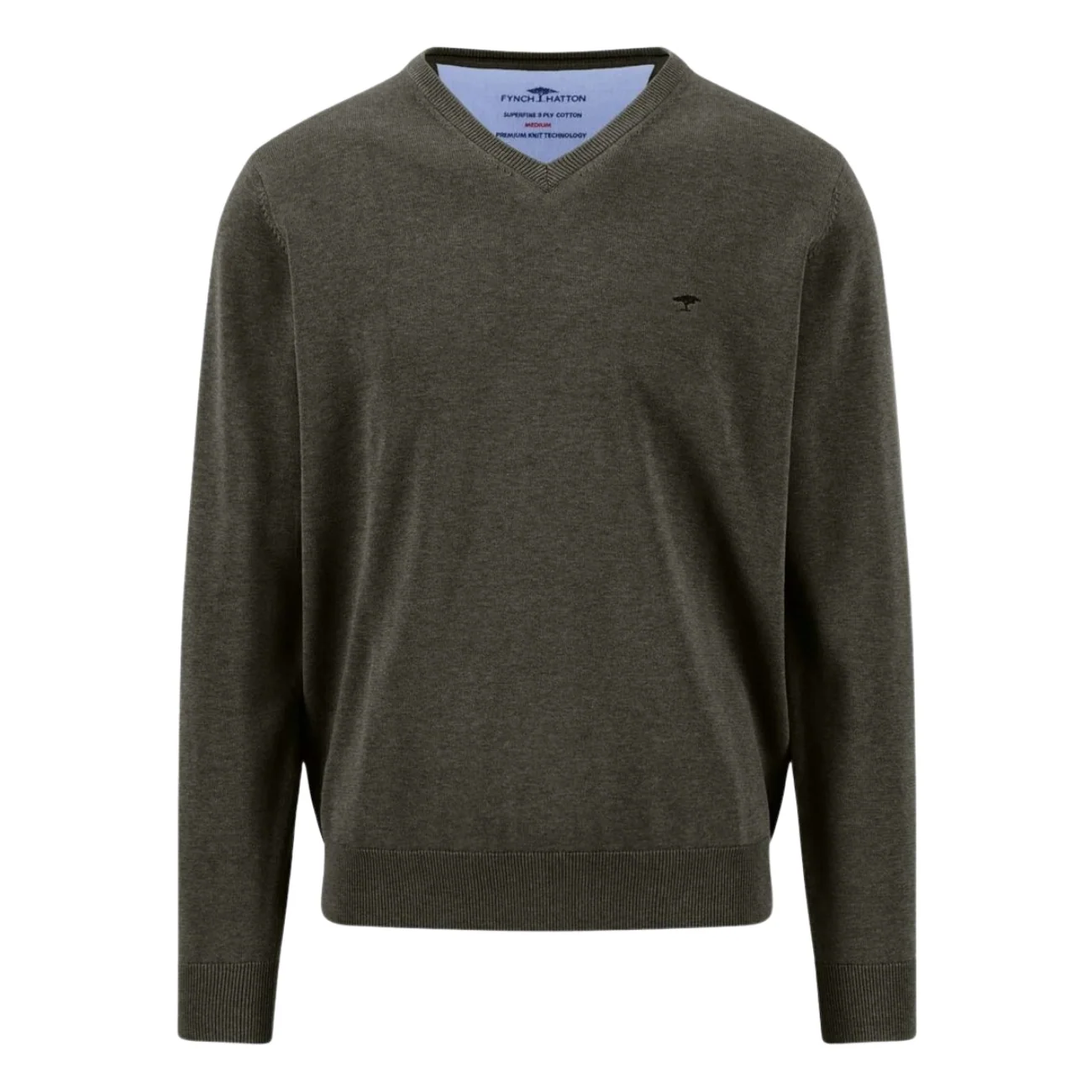 Fynch Hatton V-Neck Superfine Sweater - Green - M